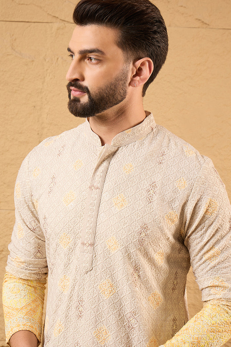 Yellow Viscose Rayon Ethnic Motifs Embroidered Straight Kurta MKU1138