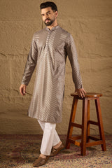 grey viscose rayon solid embroidered straight kurta