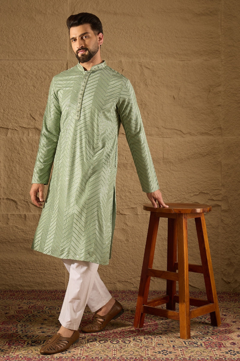green viscose rayon solid embroidered straight kurta