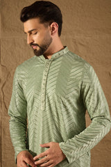green viscose rayon solid embroidered straight kurta
