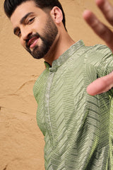 green viscose rayon solid embroidered straight kurta