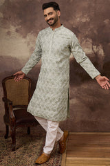 green viscose rayon solid embroidered straight kurta