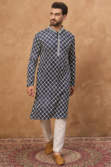 blue viscose rayon shibori embroidered straight kurta