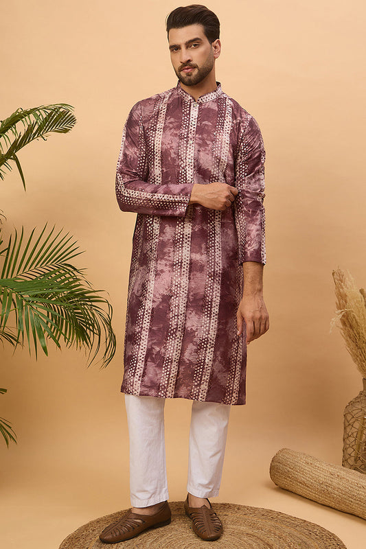 burgundy silk blend shibori embroidered straight kurta