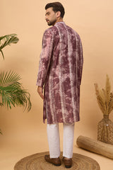 burgundy silk blend shibori embroidered straight kurta
