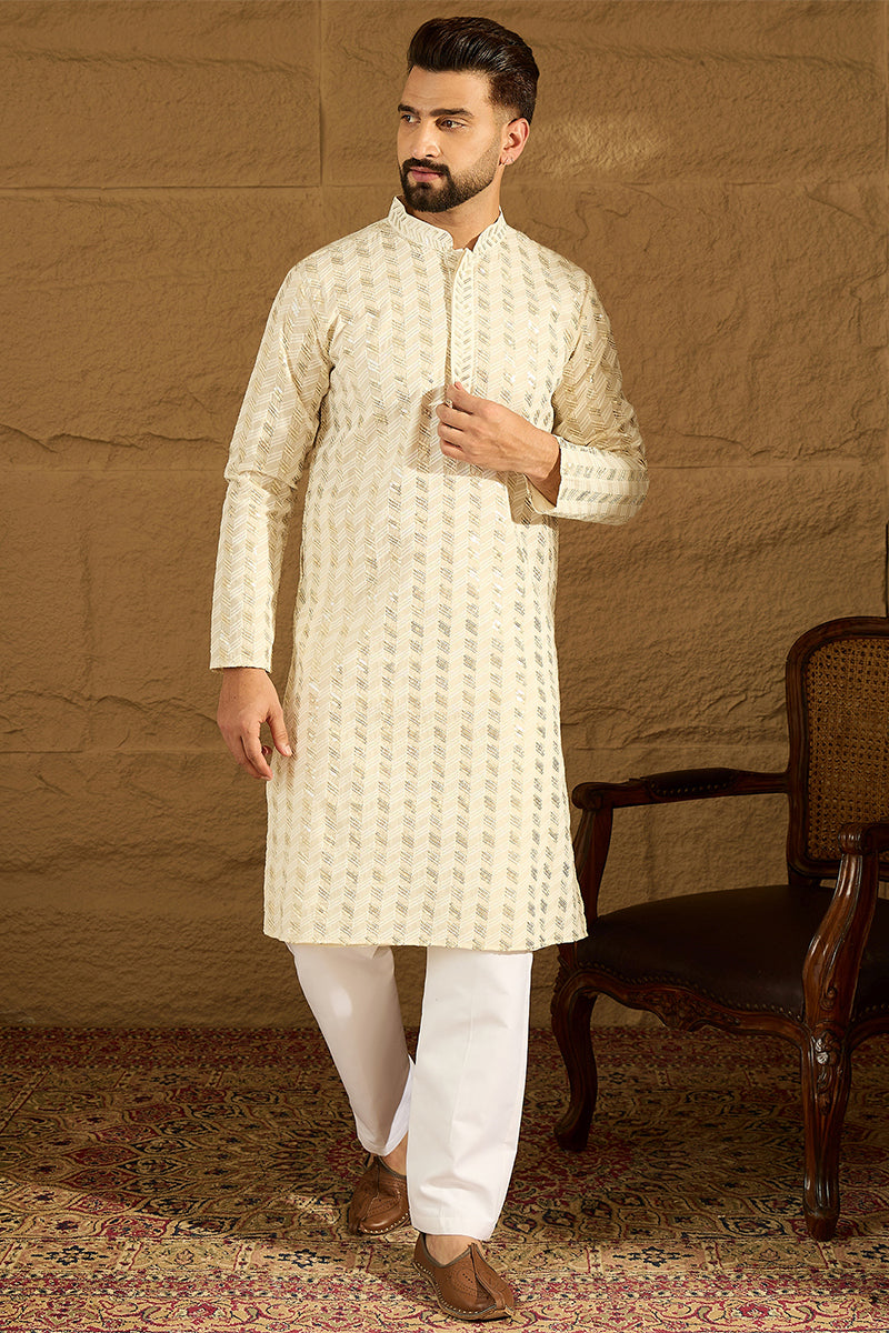 off white cotton solid printed straight kurta