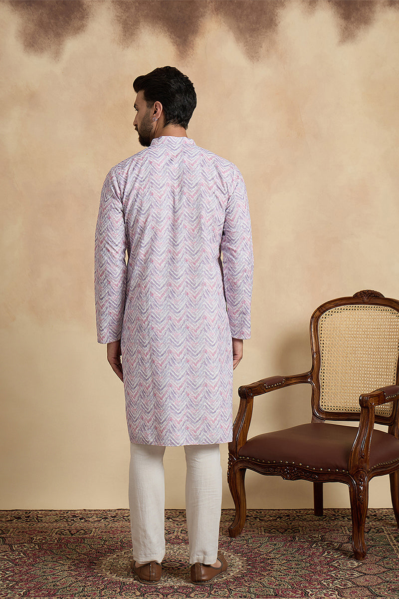 Lavender  Linen Printed Straight Kurta MKU1757