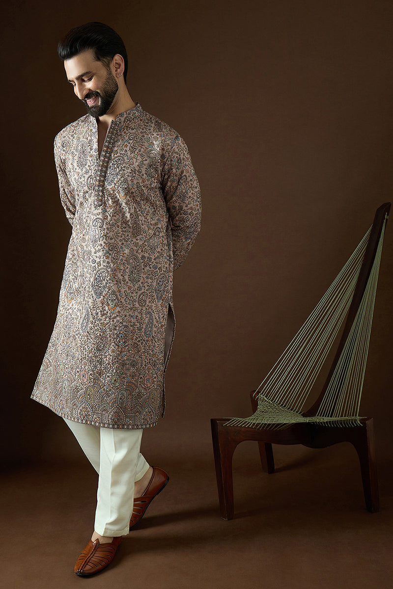 Multi Polyster Solid Embroidered Straight Kurta MKU1874
