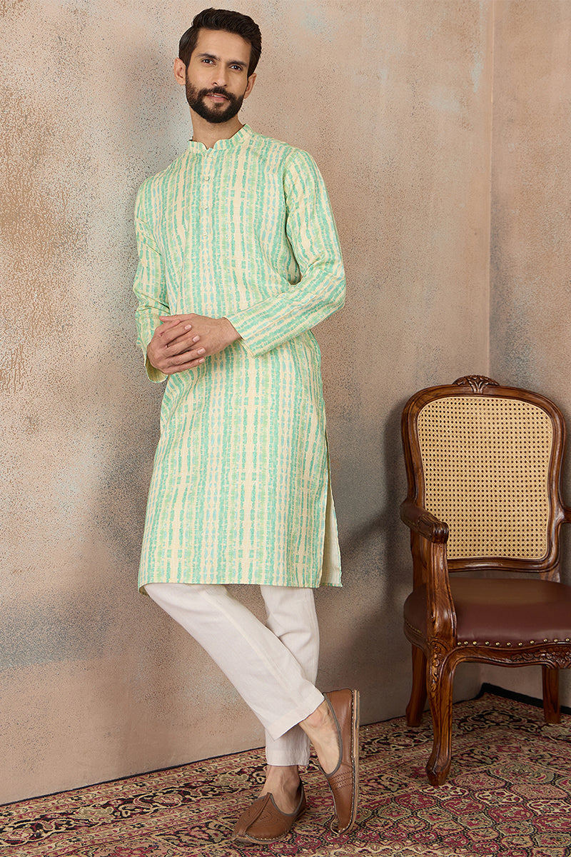 Mens Multi Silk Blend Abstract Printed Kurta MKU2251