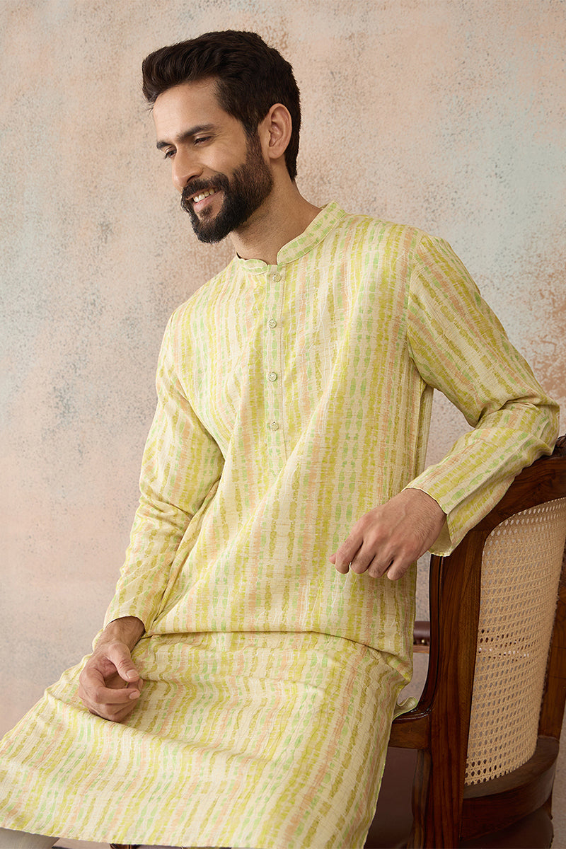 Mens Multi Silk Blend Abstract Printed Kurta MKU2255