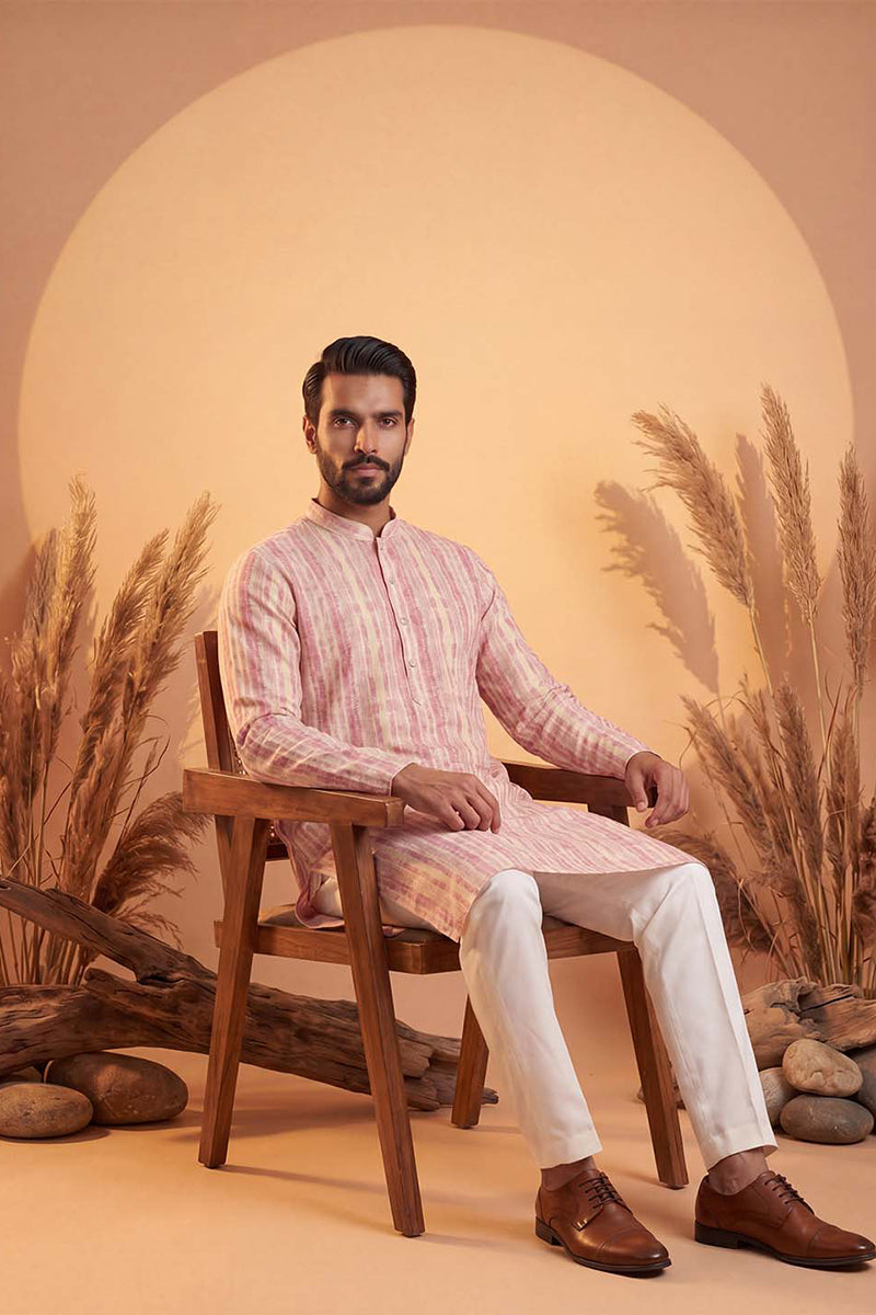 Mens Multi Silk Blend Abstract Printed Kurta MKU2257