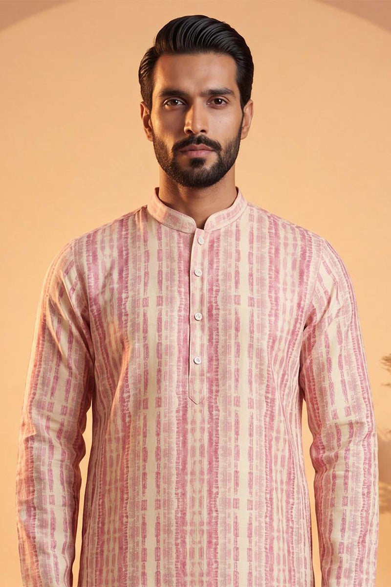 Mens Multi Silk Blend Abstract Printed Kurta MKU2257
