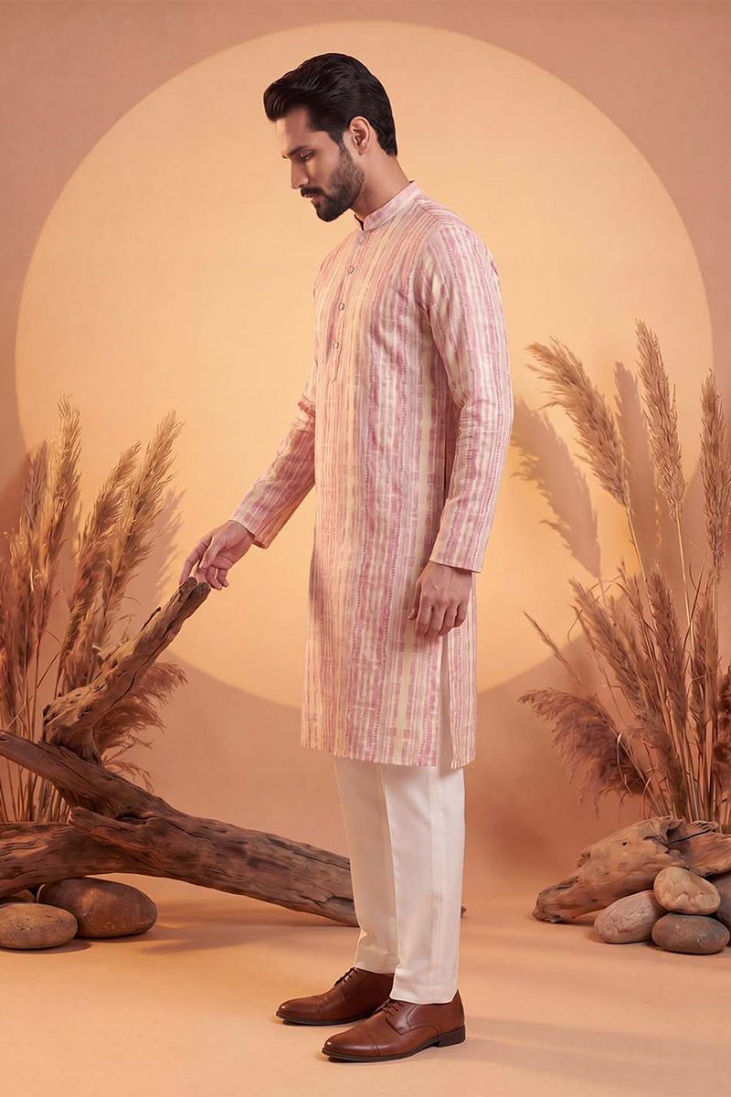 Mens Multi Silk Blend Abstract Printed Kurta MKU2257