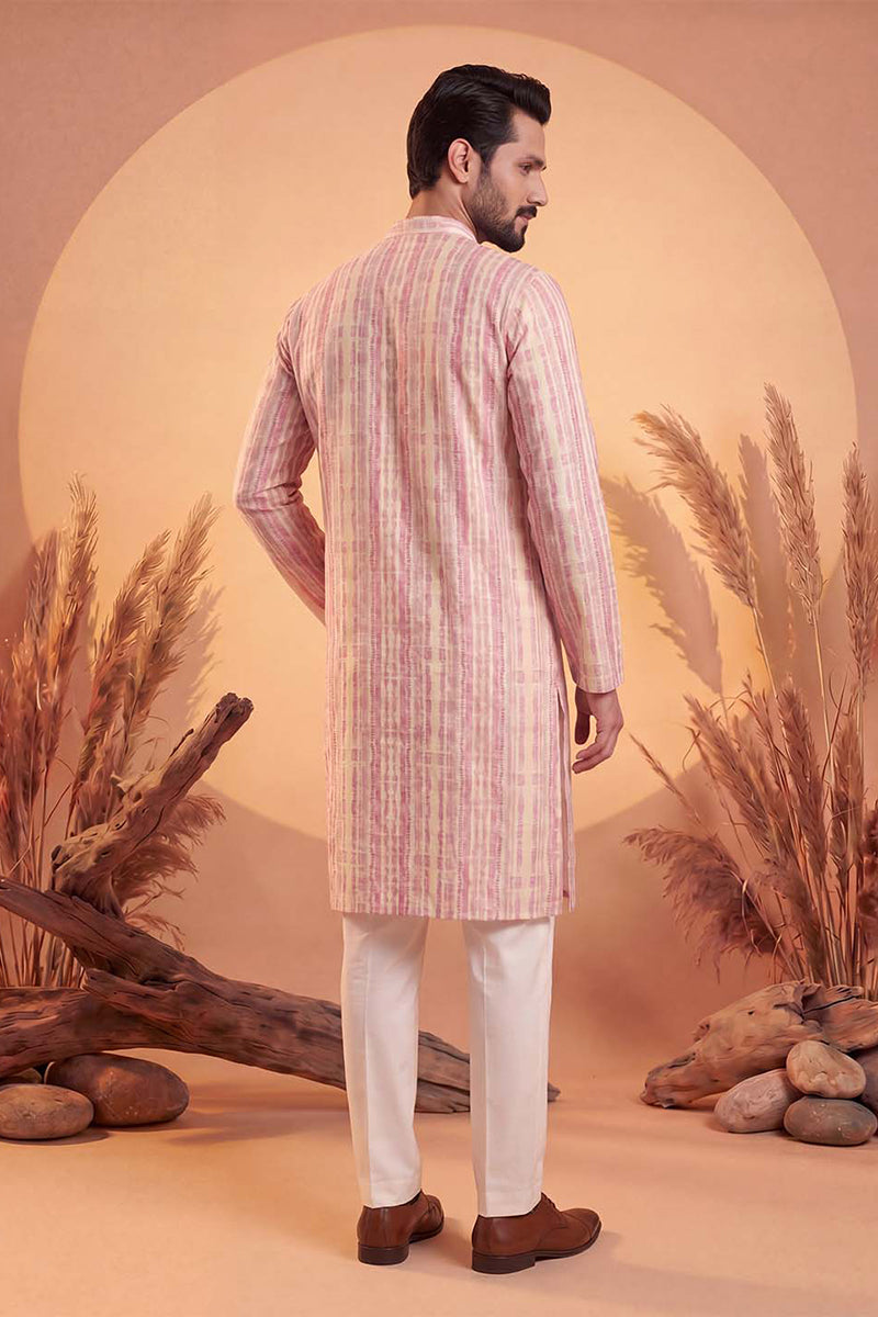 Mens Multi Silk Blend Abstract Printed Kurta MKU2257