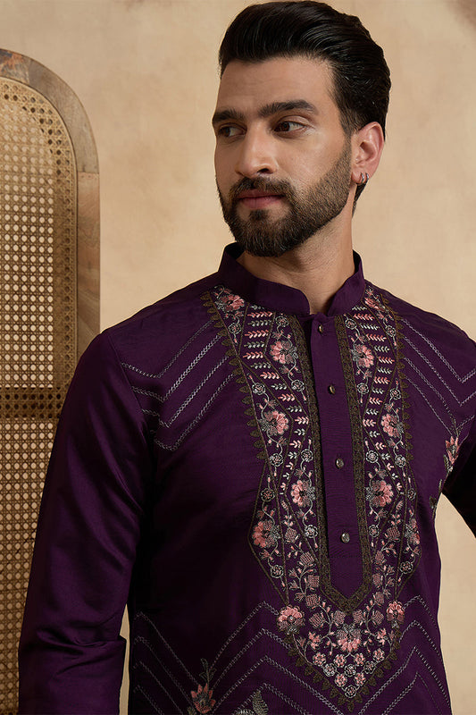 ethnic-bay-mens-violet-silk-blend-solid-embroidered-sequins-kurta-with-trouser-mkset2532