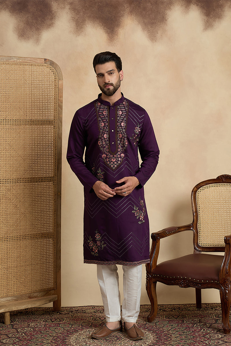 ethnic-bay-mens-violet-silk-blend-solid-embroidered-sequins-kurta-with-trouser-mkset2532