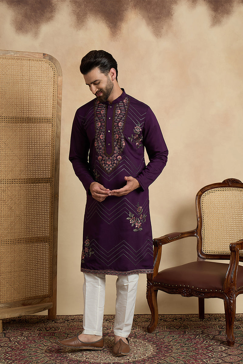 ethnic-bay-mens-violet-silk-blend-solid-embroidered-sequins-kurta-with-trouser-mkset2532