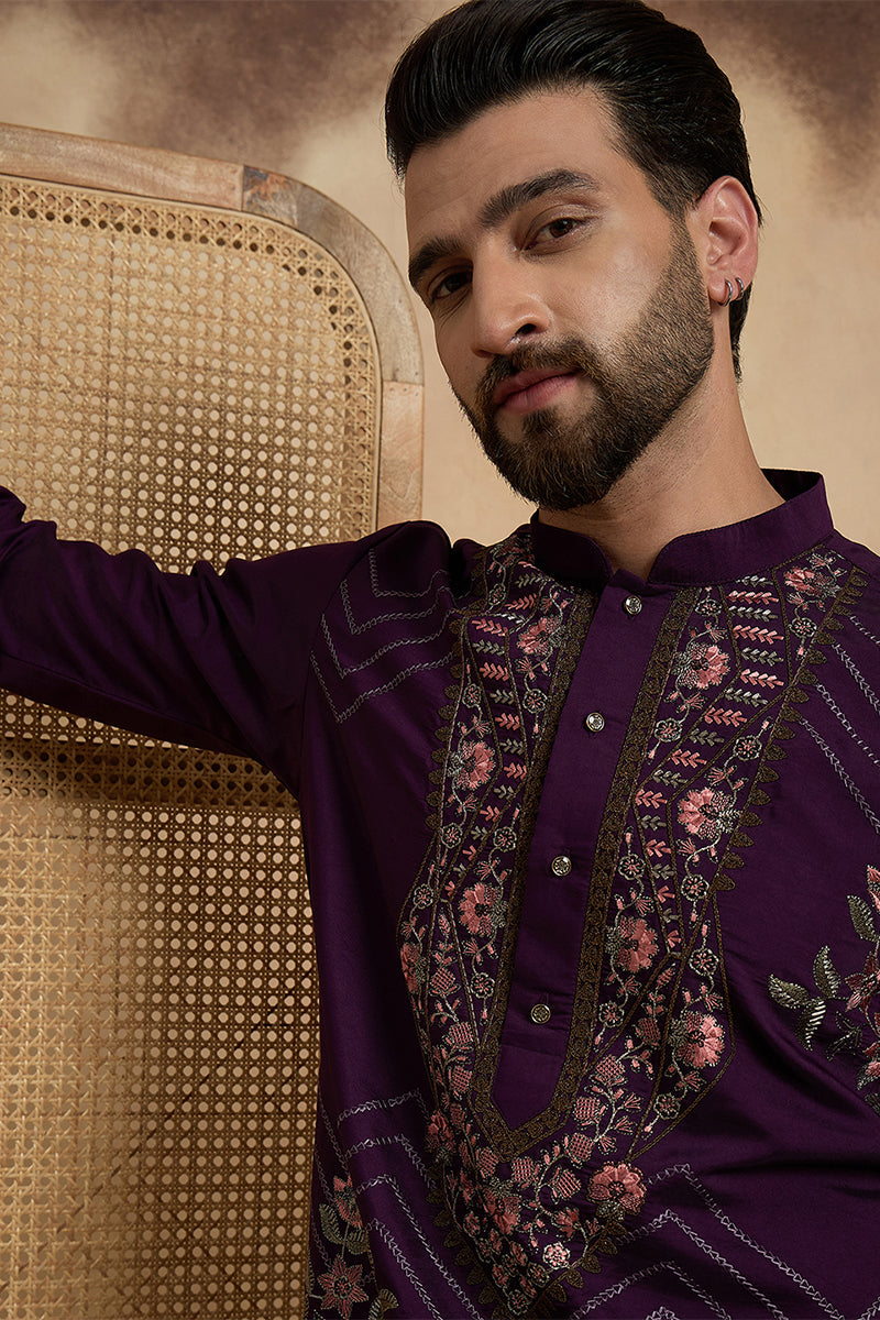 ethnic-bay-mens-violet-silk-blend-solid-embroidered-sequins-kurta-with-trouser-mkset2532