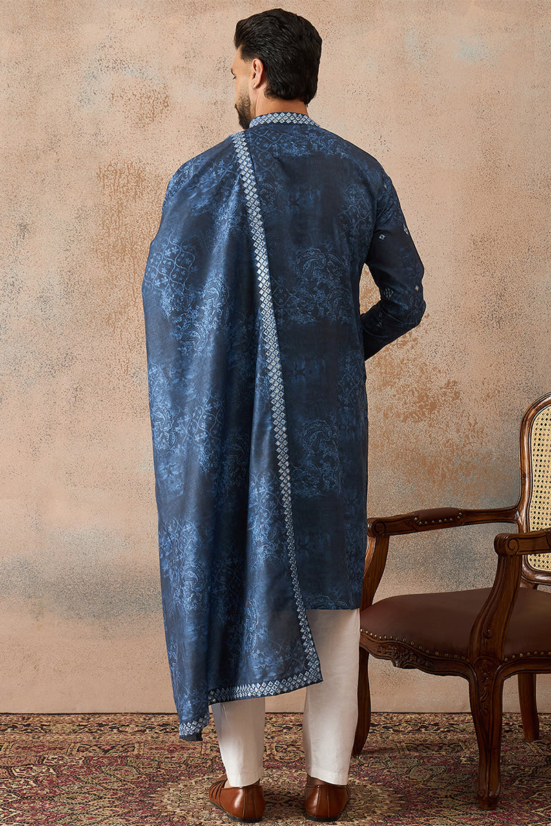 ethnic-bay-mens-blue-silk-blend-ethnic-motifs-printed-mirror-work-kurta-with-dupatta-mkud1032