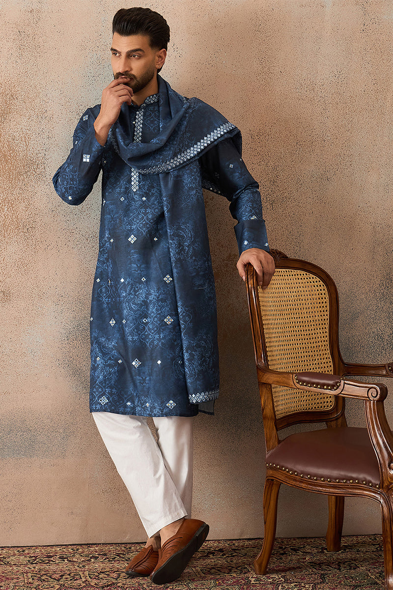 ethnic-bay-mens-blue-silk-blend-ethnic-motifs-printed-mirror-work-kurta-with-trouser-dupatta-mkpd1032