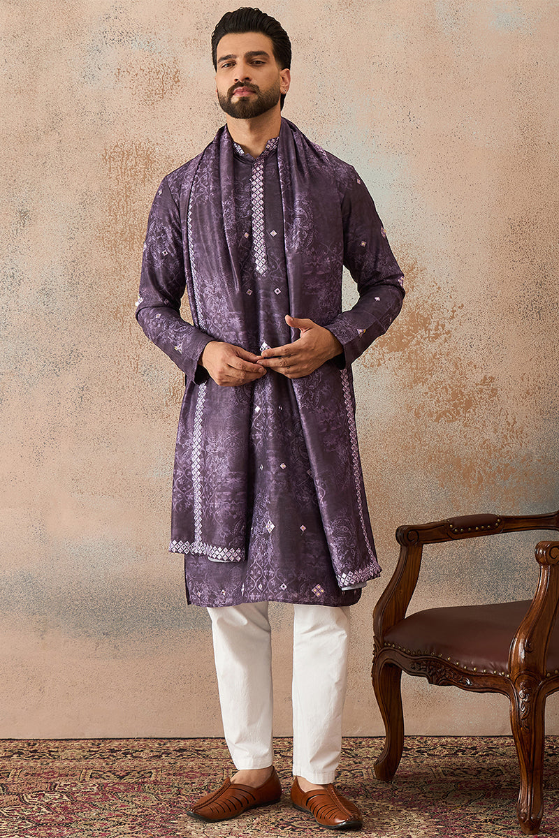 ethnic-bay-mens-purple-silk-blend-ethnic-motifs-printed-mirror-work-kurta-with-dupatta-mkud1033