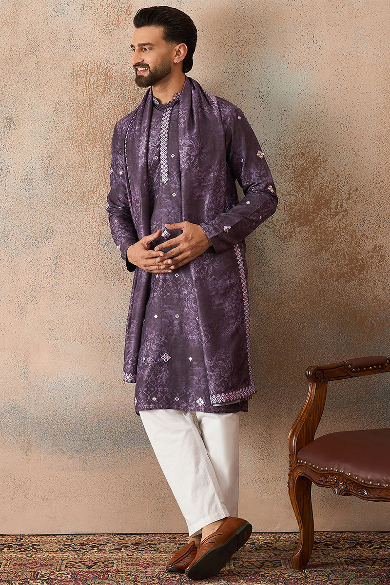 ethnic-bay-mens-purple-silk-blend-ethnic-motifs-printed-mirror-work-kurta-with-trouser-dupatta-mkpd1033
