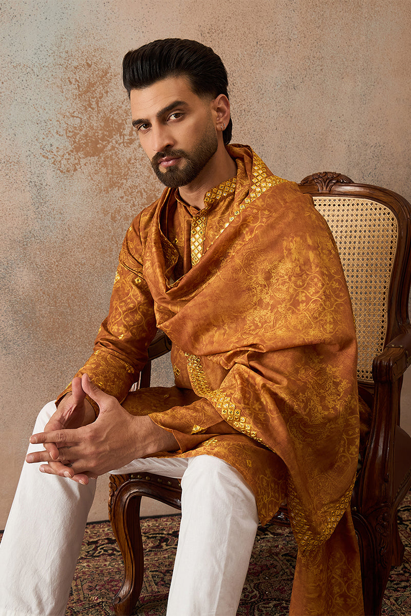 ethnic-bay-mens-mustard-silk-blend-ethnic-motifs-printed-mirror-work-kurta-with-trouser-dupatta-mkpd1034