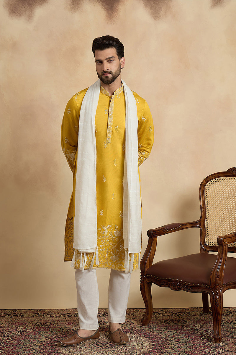 ethnic-bay-men-yellow-chanderi-silk-solid-embroidered-straight-kurta-trouser-with-dupatta-mkpd1314