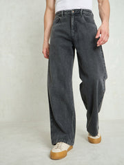Men Grey Basic Wide Leg Jeans