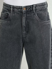 Men Grey Basic Wide Leg Jeans