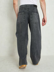 Men Grey Basic Wide Leg Jeans
