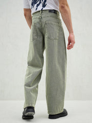 MASCLN SASSAFRAS - Men Light Green Basic Wide Leg Jeans