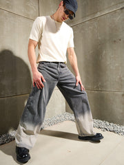 Men Grey Ombre Wide Leg Jeans
