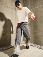 Men Grey Ombre Wide Leg Jeans