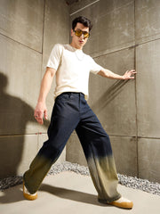 Men Blue Ombre Wide Leg Jeans