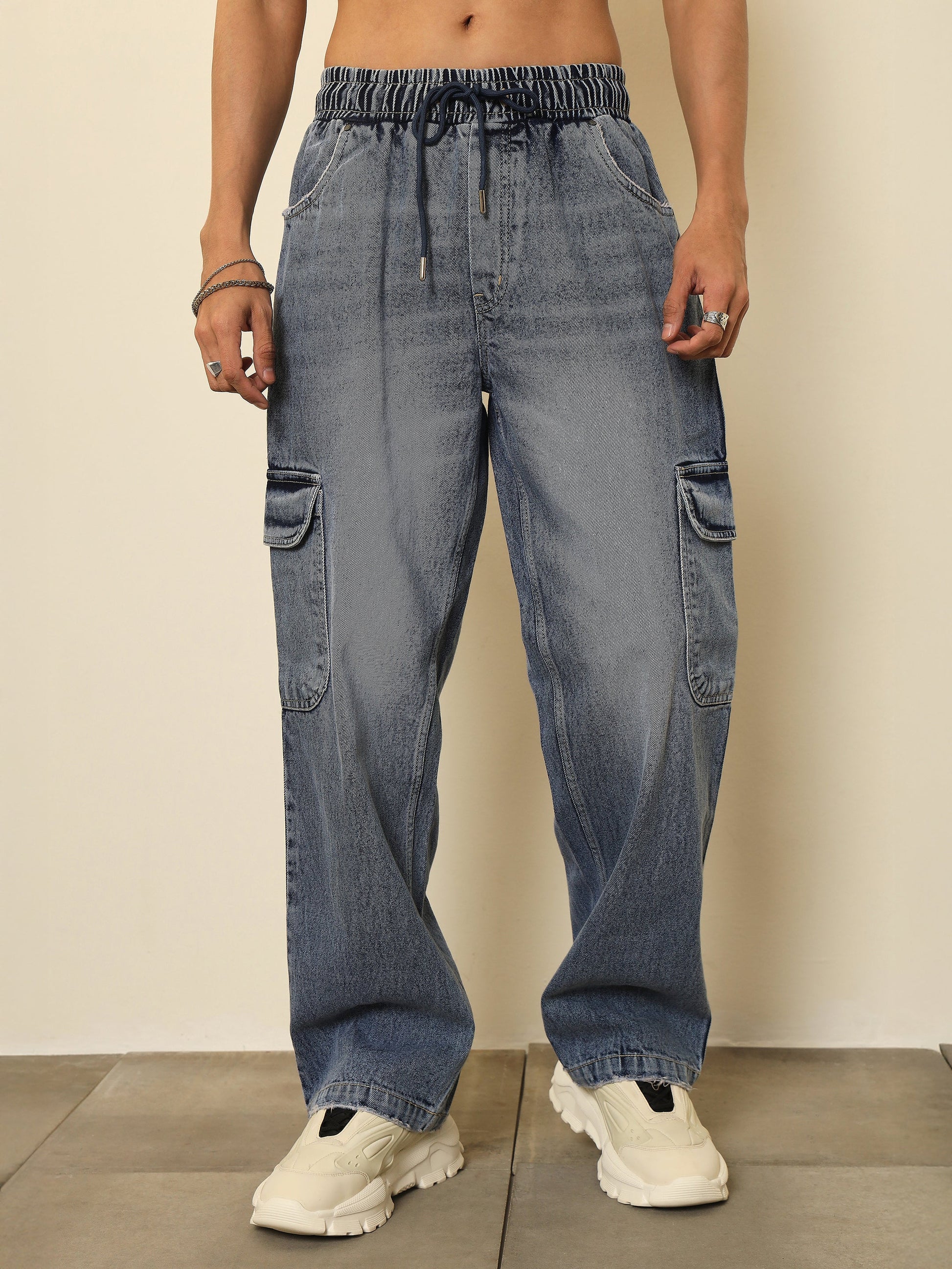 Basic Blue Cargo Pocket Relax Fit Jogger Jeans MASCLN SASSAFRAS
