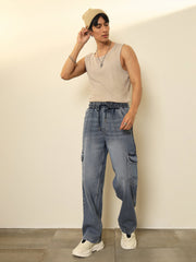 Basic Blue Cargo Pocket Relax Fit Jogger Jeans MASCLN SASSAFRAS