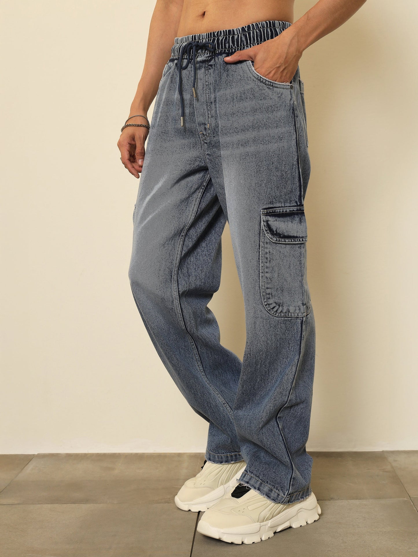 Basic Blue Cargo Pocket Relax Fit Jogger Jeans MASCLN SASSAFRAS
