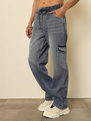 Basic Blue Cargo Pocket Relax Fit Jogger Jeans MASCLN SASSAFRAS