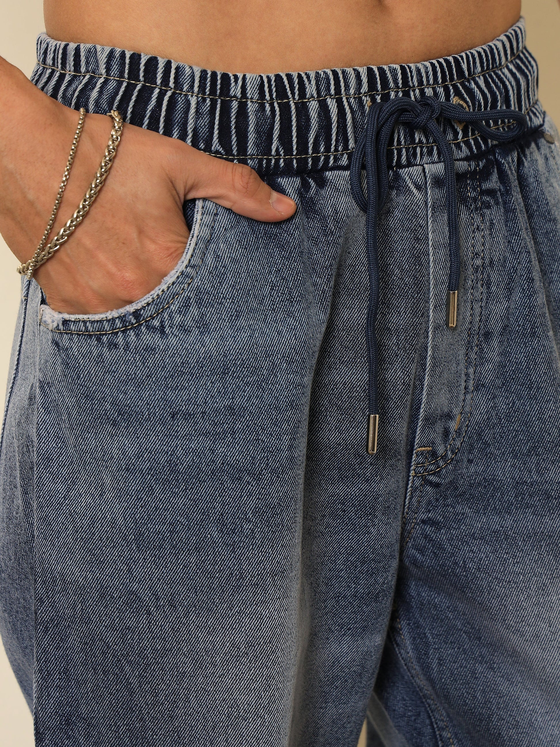 Basic Blue Cargo Pocket Relax Fit Jogger Jeans MASCLN SASSAFRAS