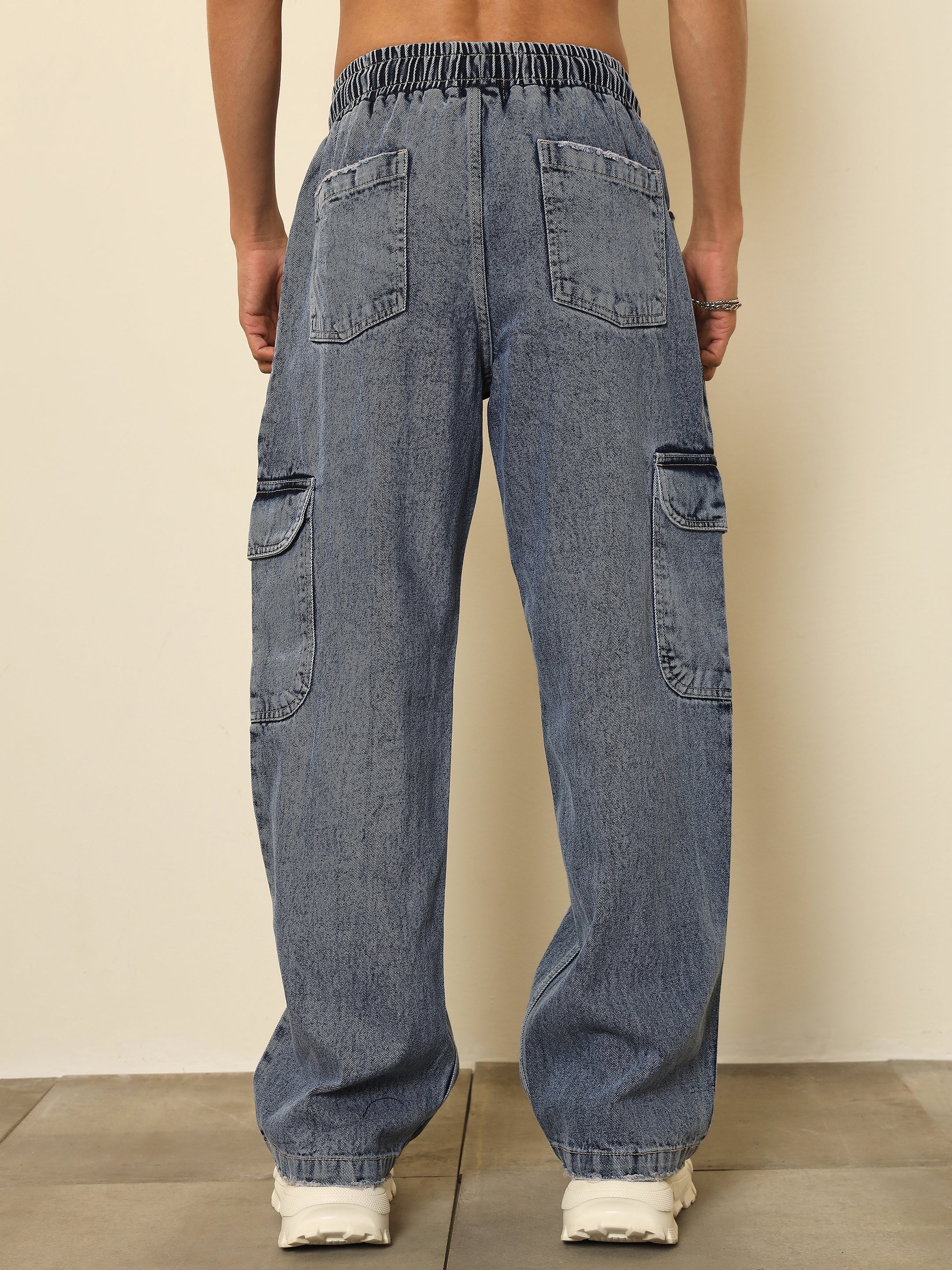 Basic Blue Cargo Pocket Relax Fit Jogger Jeans MASCLN SASSAFRAS