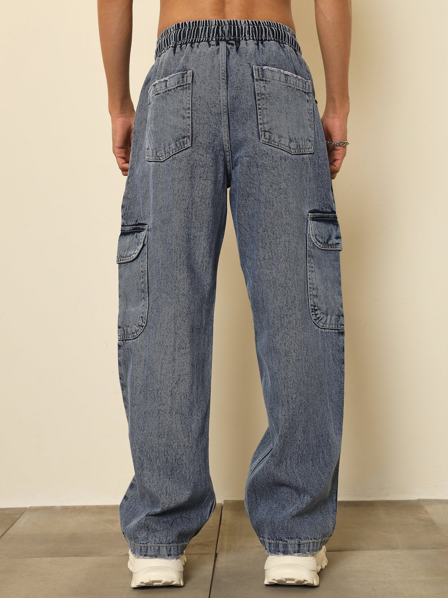 Basic Blue Cargo Pocket Relax Fit Jogger Jeans MASCLN SASSAFRAS
