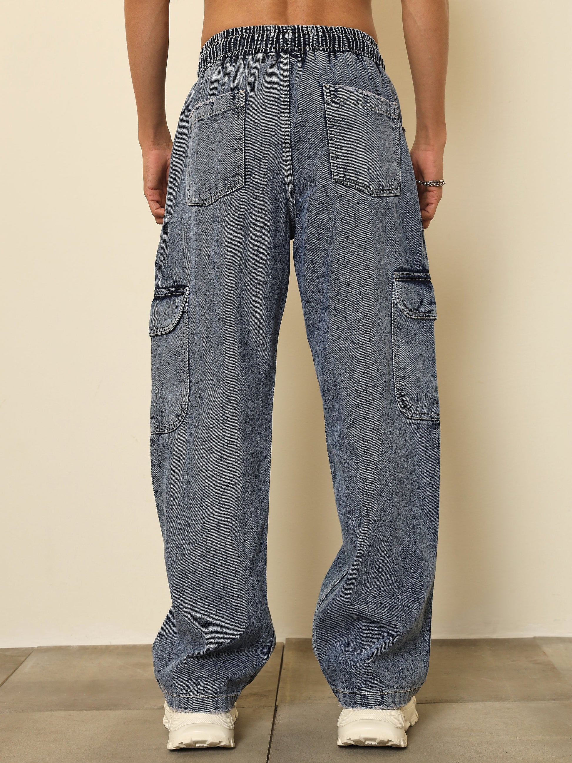 Basic Blue Cargo Pocket Relax Fit Jogger Jeans MASCLN SASSAFRAS