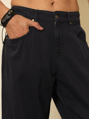 Men Grey Side Zipper Relax Fit Jeans