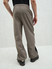 Unisex Dark Grey Bottom Color Block Baggy Parachute Pants