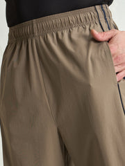 Unisex Taupe Bottom Color Block Baggy Parachute Pants