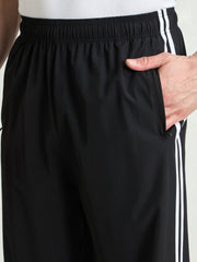 Unisex Black Piping Detail Baggy Parachute Pants