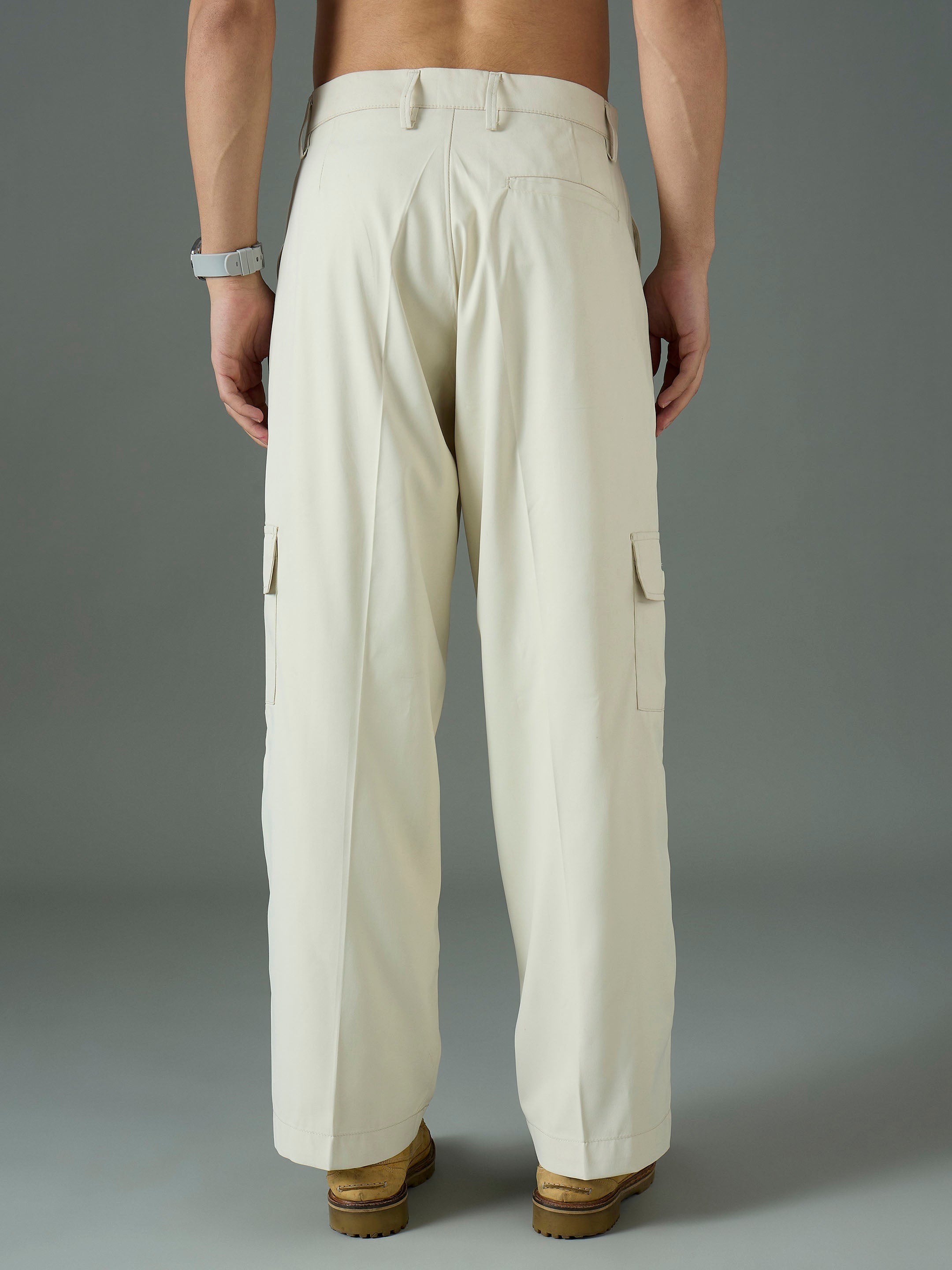 Off White Side Flap Pocket Relax Fit Korean Trouser MASCLN SASSAFRAS