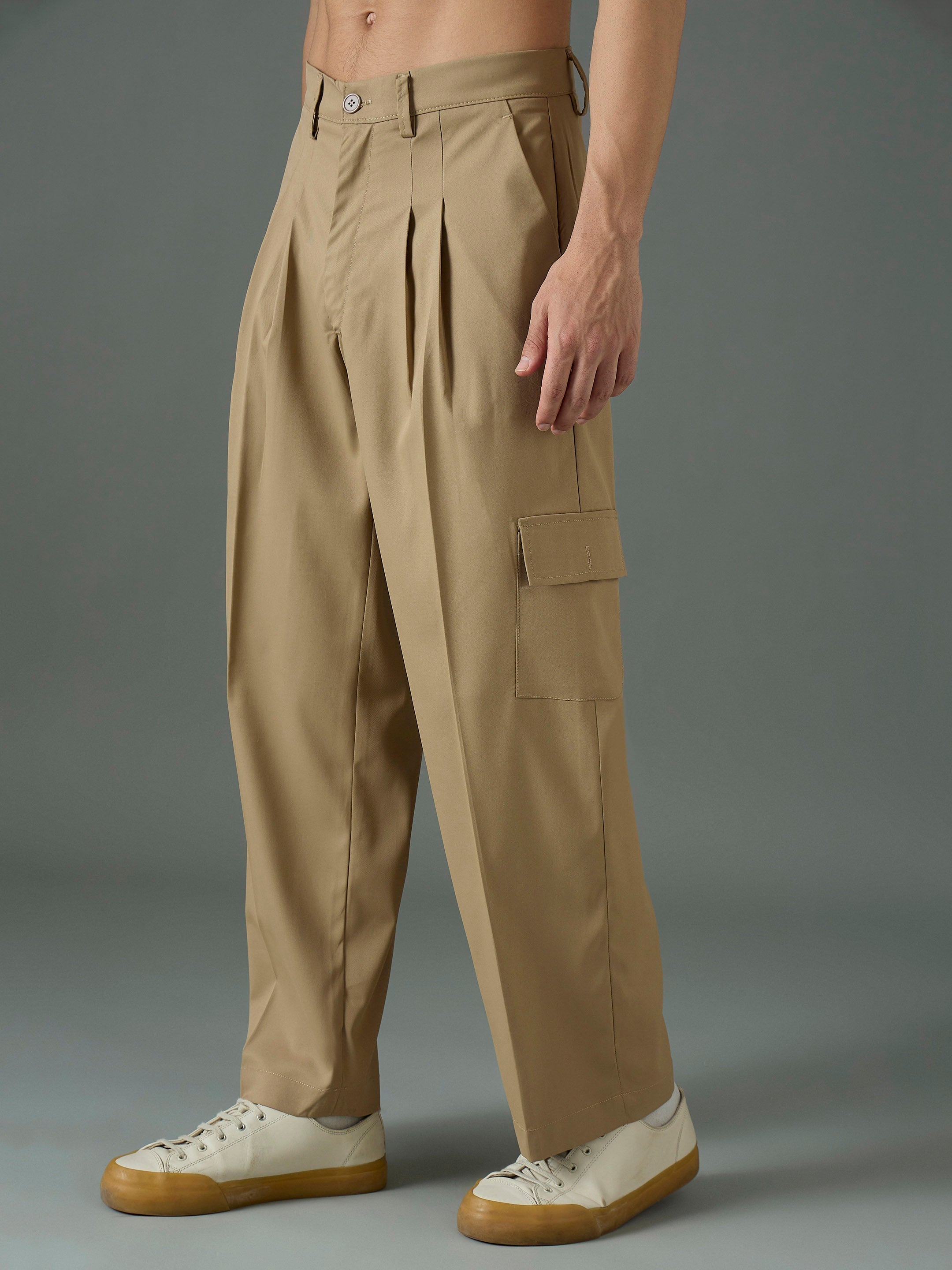 Khaki Side Flap Pocket Relax Fit Korean Trouser MASCLN SASSAFRAS