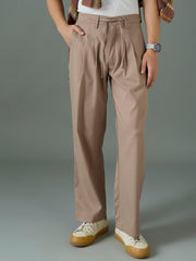 Taupe Front Dori Relax Fit Korean Trouser MASCLN SASSAFRAS